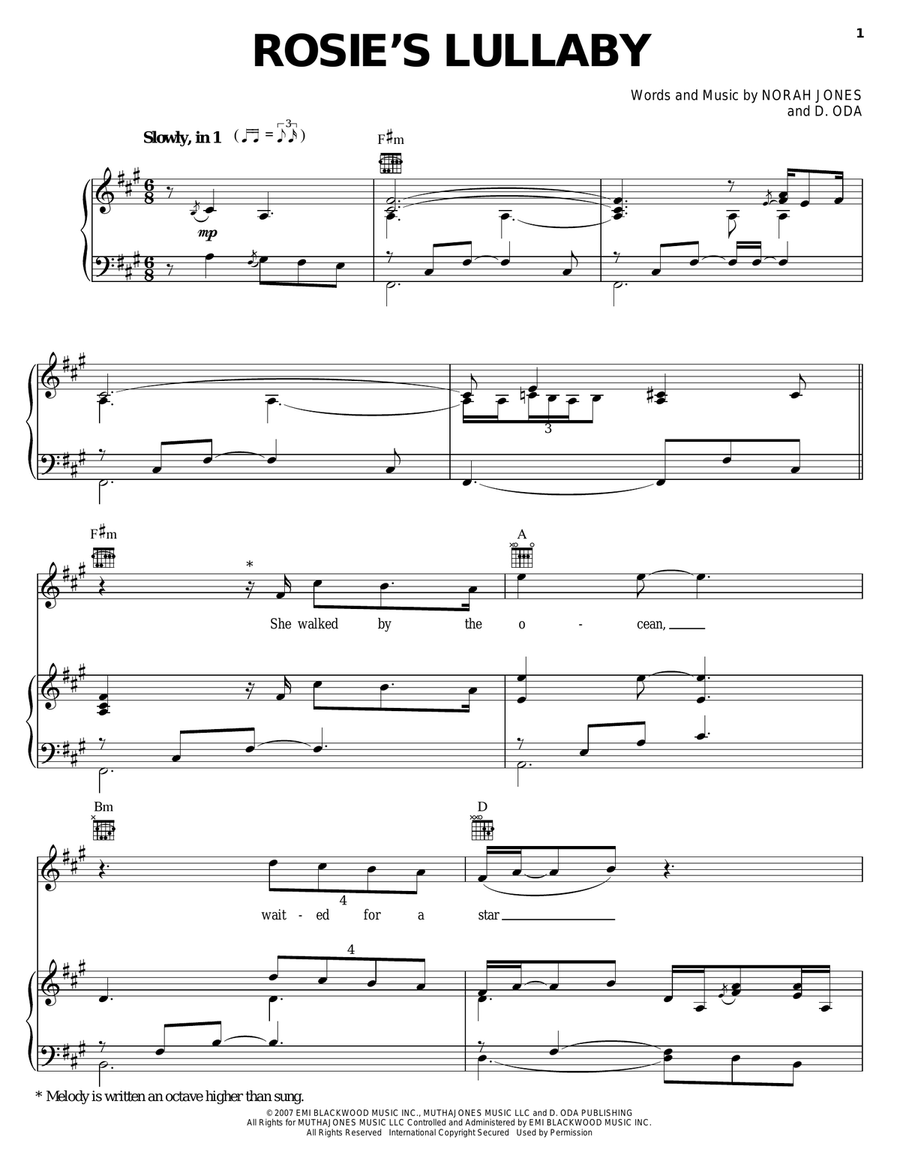 Rosie's Lullaby Rosie's Lullaby Piano, Vocal, Guitar scores gallery preview page 1
