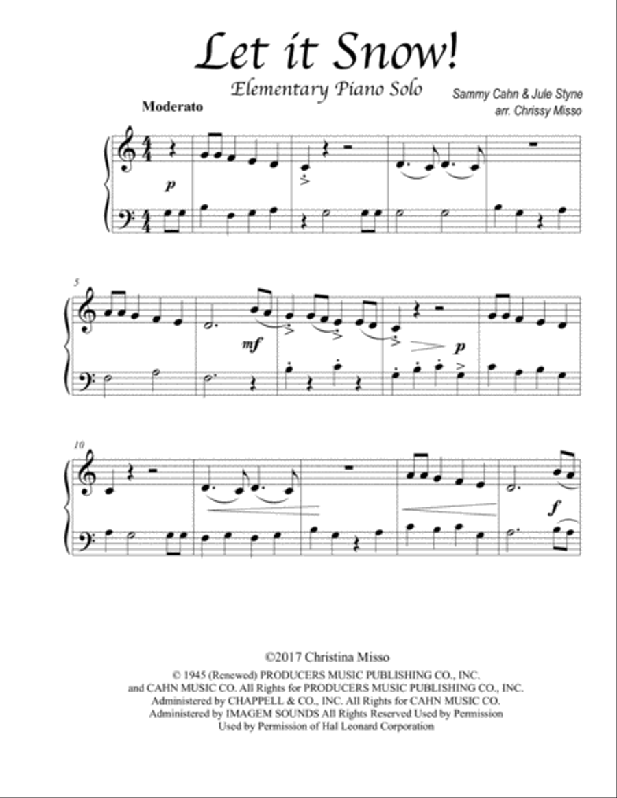Let It Snow! Let It Snow! Let It Snow! Easy Piano scores gallery preview page 1