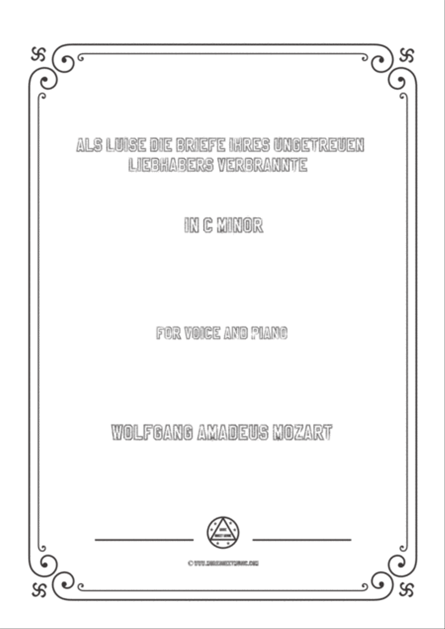 Mozart-Als Luise die Briefe ihres ungetreuen Liebhabers verbrannte in c minor,for Voice and Piano Voice Solo scores gallery preview page 1