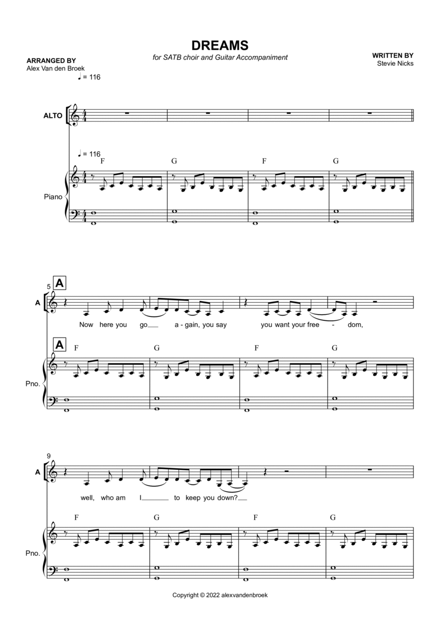Dreams 4-Part scores gallery preview page 1