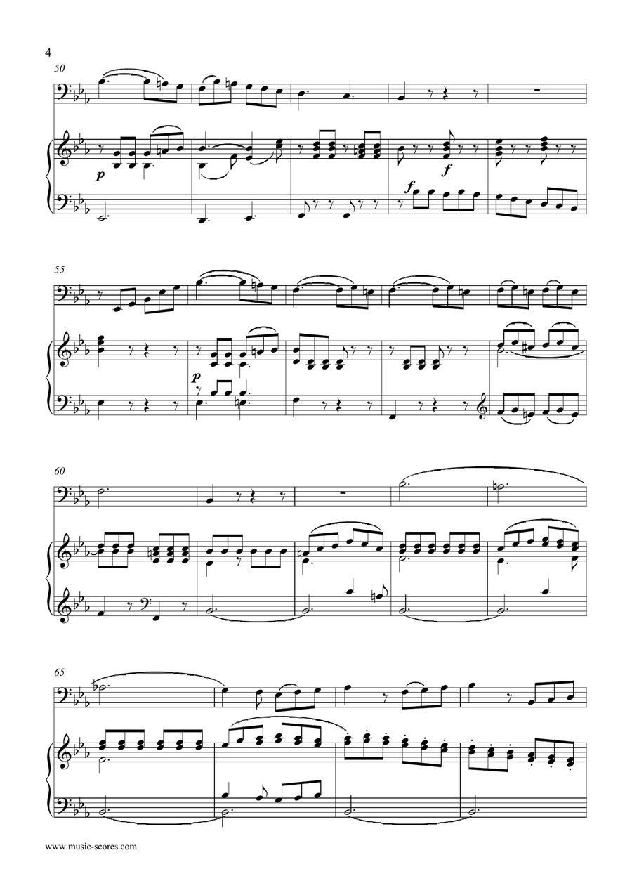 3rd Movement, Rondo, from Mozart's Horn Concerto no. 4 - Trombone and Piano Piano scores gallery preview page 4