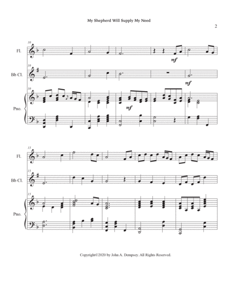 My Shepherd Will Supply My Need (Psalm 23): Trio for Flute, Clarinet and Piano image number null