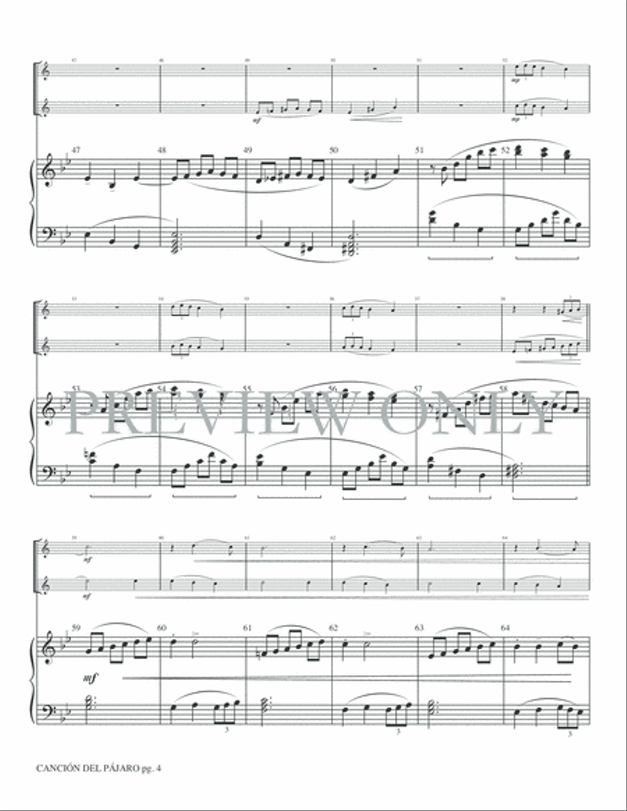 Canción del Pájaro (Song of the Bird) Trumpet Duet scores gallery preview page 6