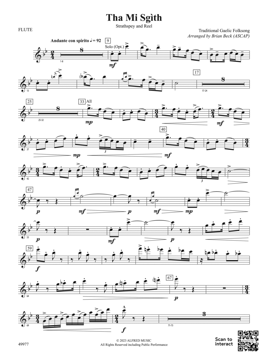 Tha Mi Sgìth: Flute Concert Band scores gallery preview page 1