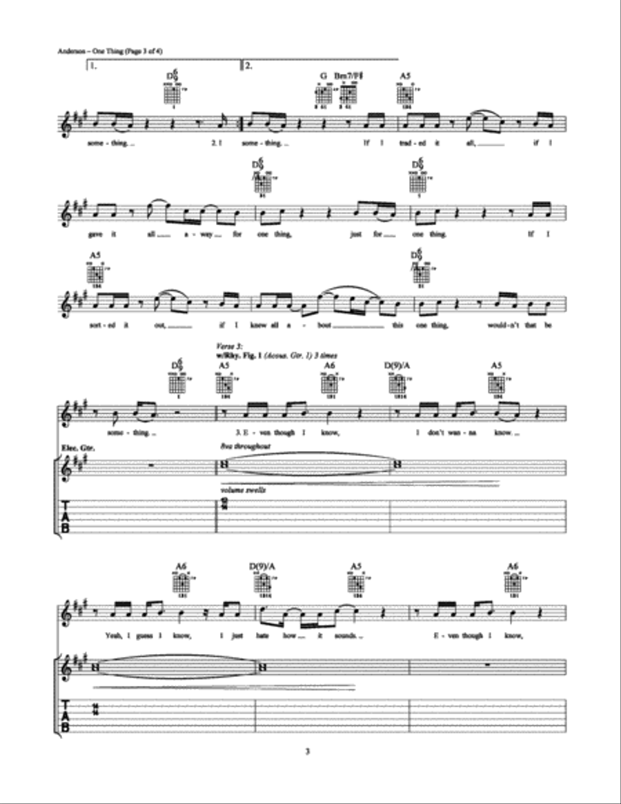 One Thing Electric Guitar scores gallery preview page 3