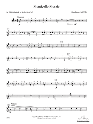 Monticello Mosaic: (wp) 1st B-flat Trombone T.C.