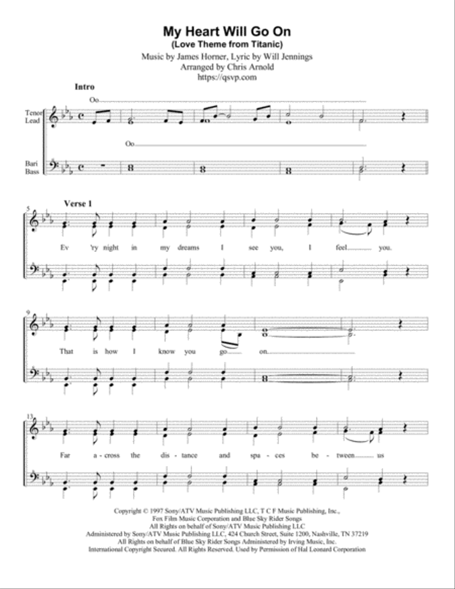 My Heart Will Go On (Love Theme from Titanic) SSAA scores gallery preview page 1