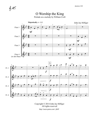 Book cover for O Worship the King: Prelude on a Melody by William Croft for Flutes