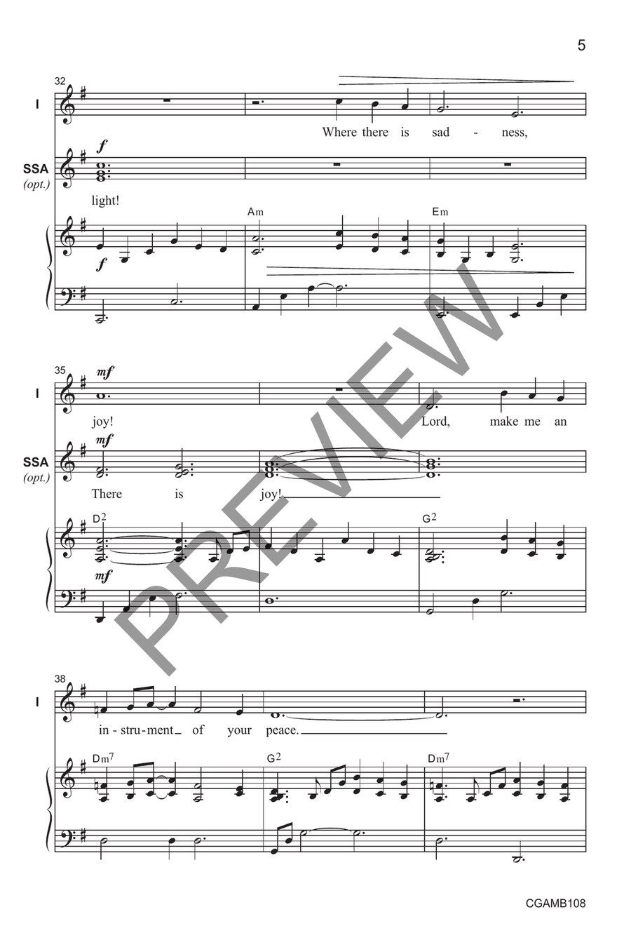 Lord, Make Me an Instrument of Your Peace (Unison with opt. SSA) SSA scores gallery preview page 5