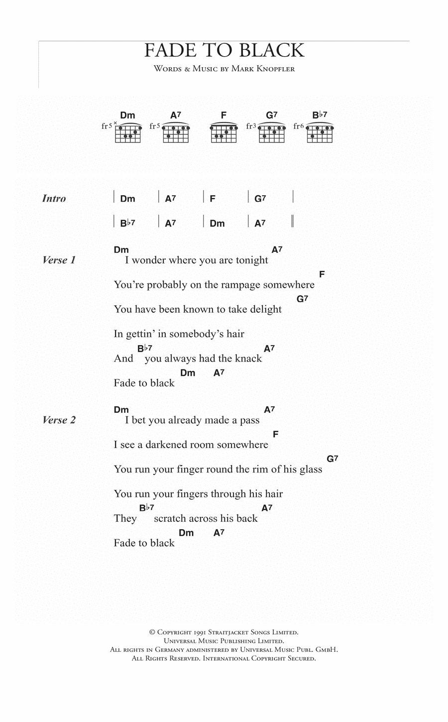 Fade To Black Acoustic Guitar scores gallery preview page 1