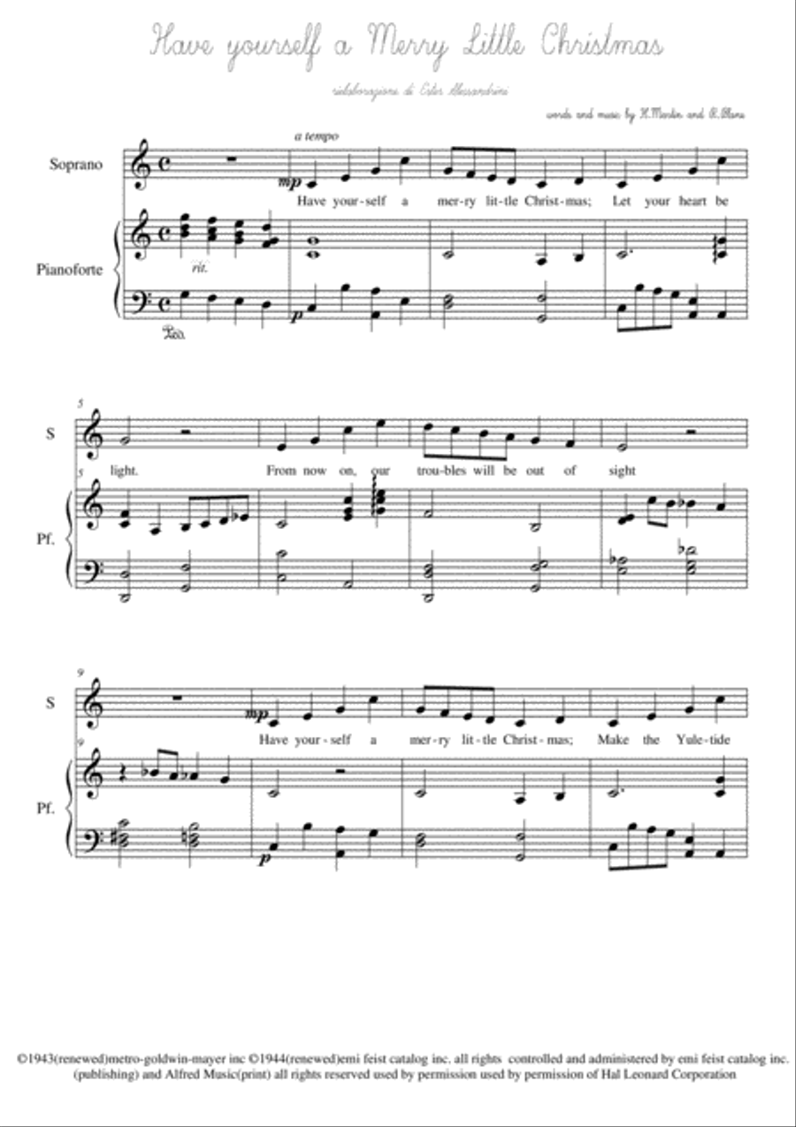 Have Yourself A Merry Little Christmas from MEET ME IN ST. LOUIS Voice scores gallery preview page 1
