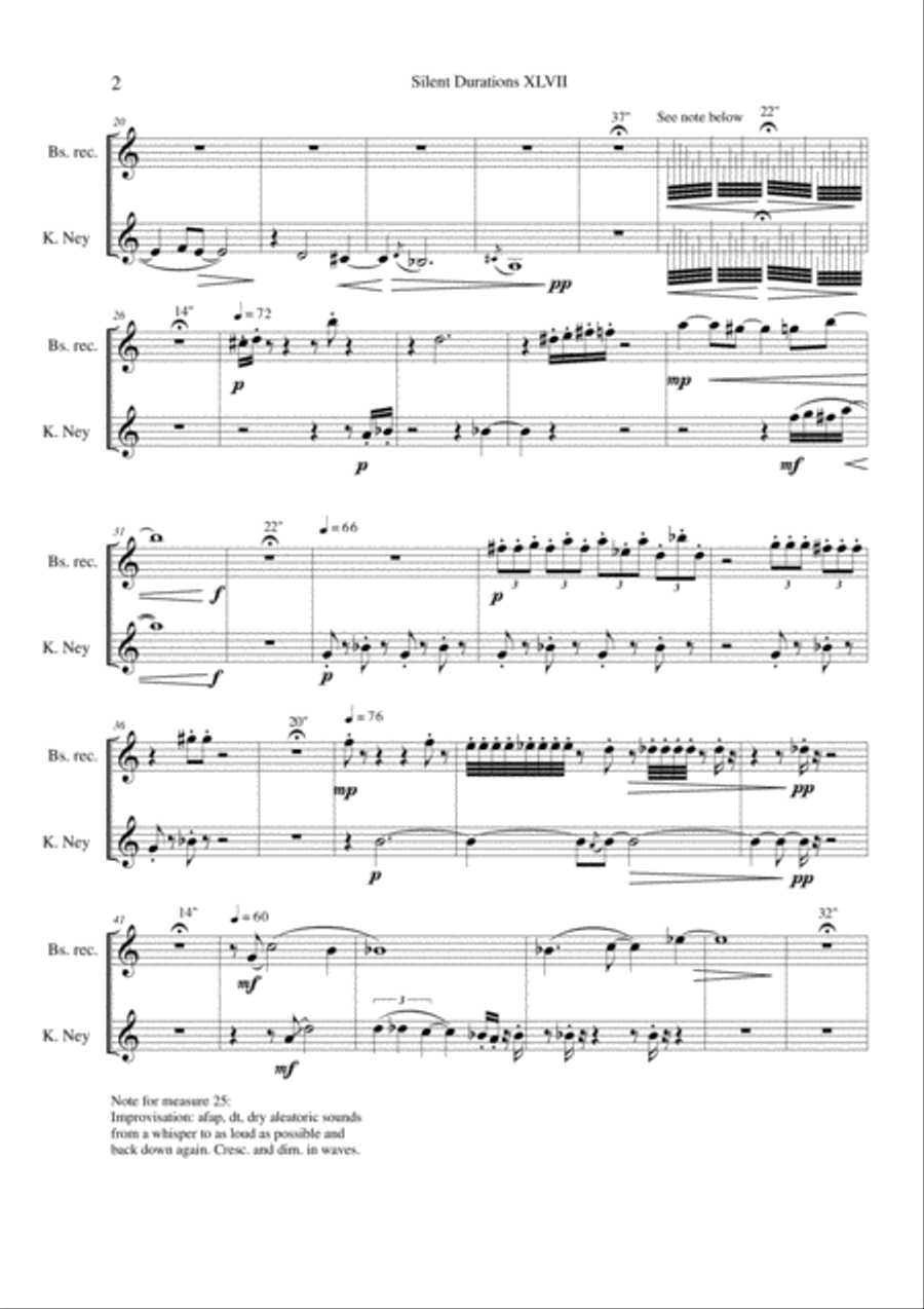 Silent Durations XLVII for ney and recorder (a Zen experience)