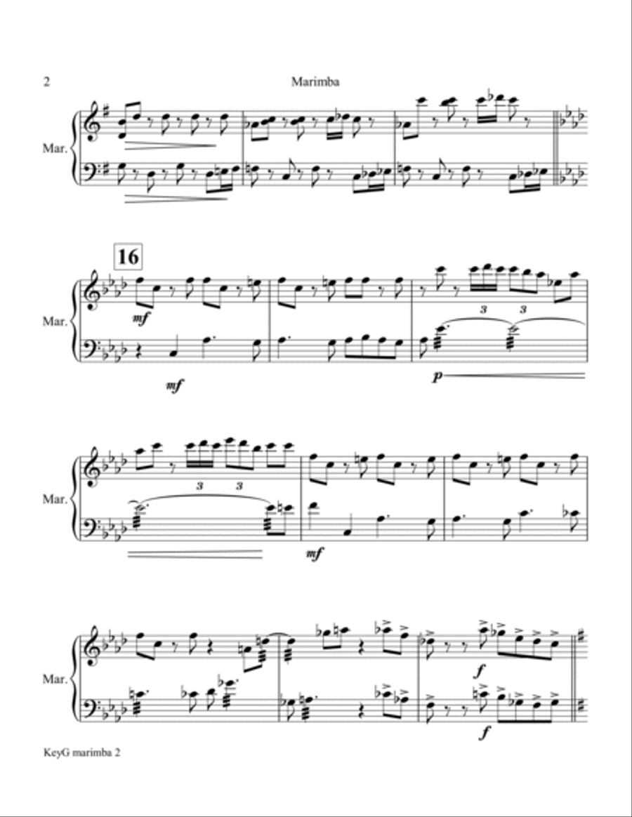 Key G- duet for marimba Key G- duet for marimba Marimba scores gallery preview page 2