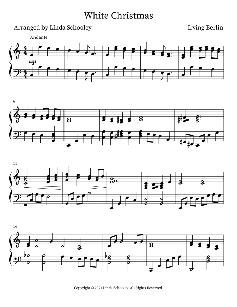 White Christmas White Christmas Piano Solo scores gallery preview page 1
