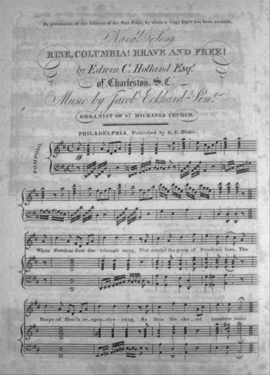 Naval Song. Rise, Columbia! Brave and Free Flute scores gallery preview page 1