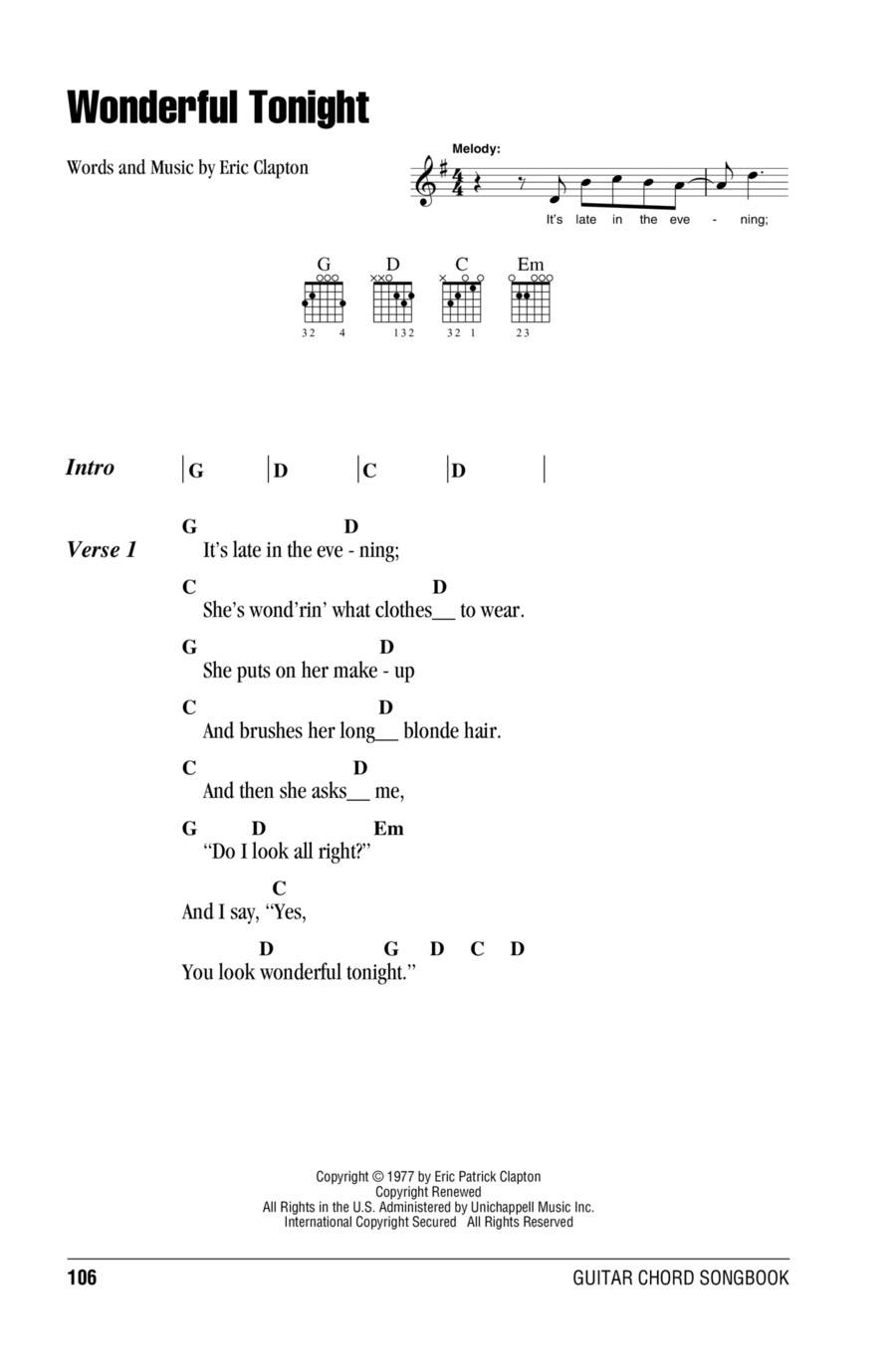 Wonderful Tonight Acoustic Guitar scores gallery preview page 1