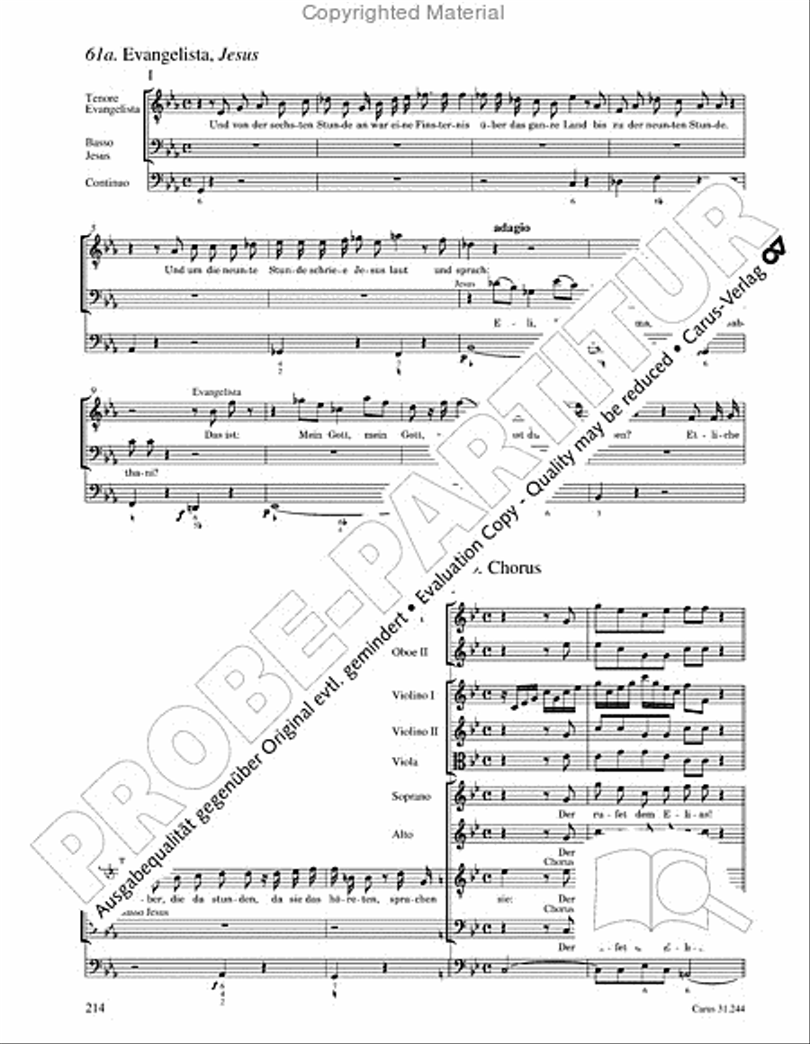 St. Matthew Passion (Matthaus-Passion) 4-Part scores gallery preview page 216