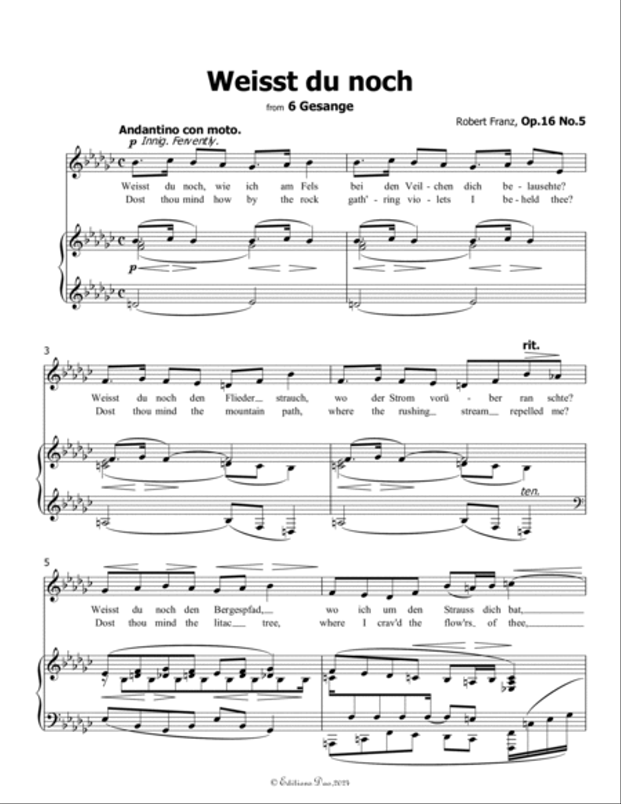 Weisst du noch, by Robert Franz, in e flat minor Voice scores gallery preview page 3