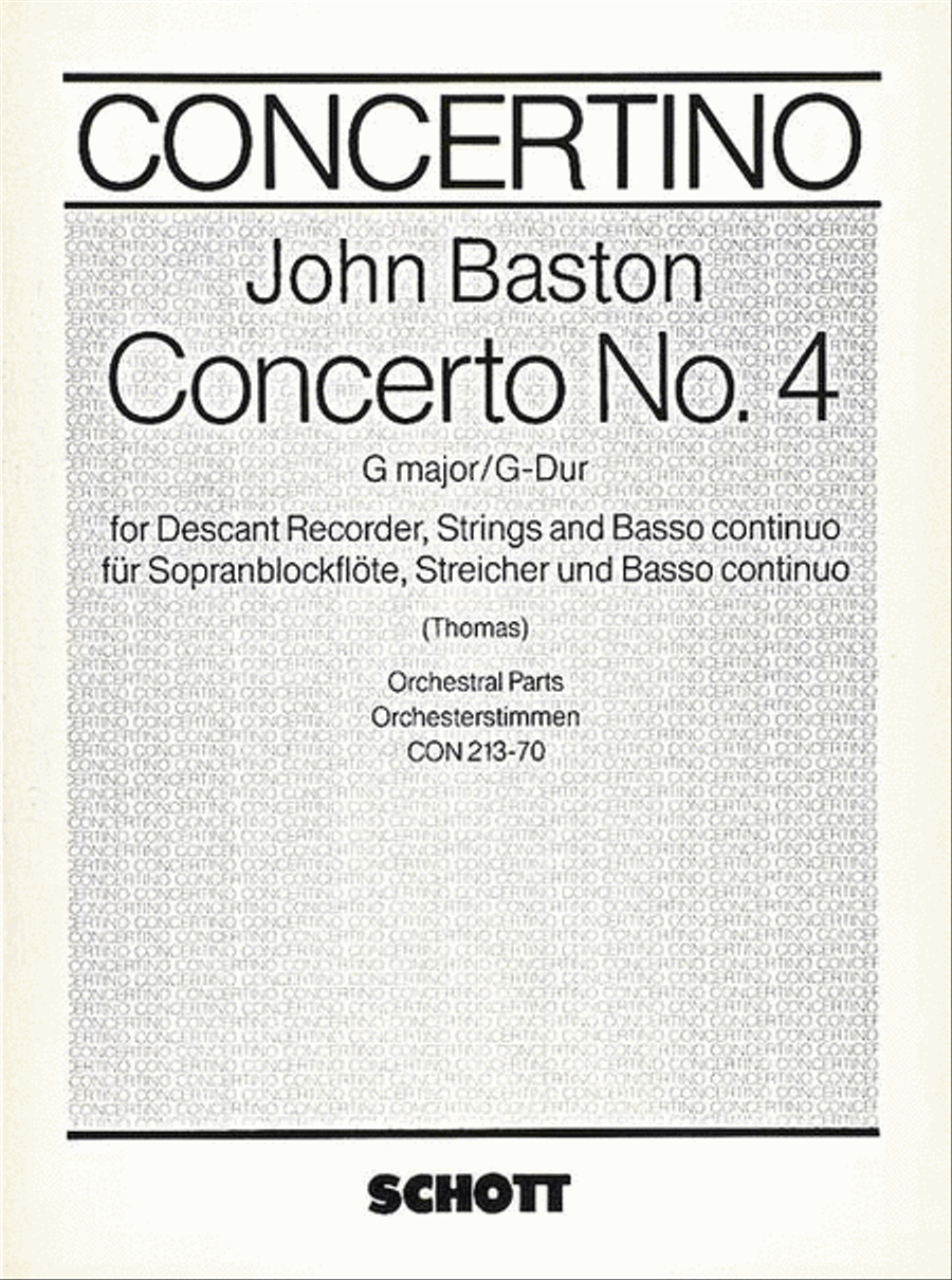 Recorder Concerto No. 4 in G Major Chamber Orchestra scores gallery preview page 1