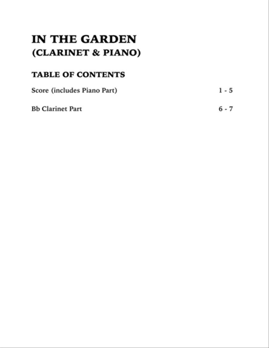 In the Garden (Clarinet and Piano) Clarinet Solo scores gallery preview page 4