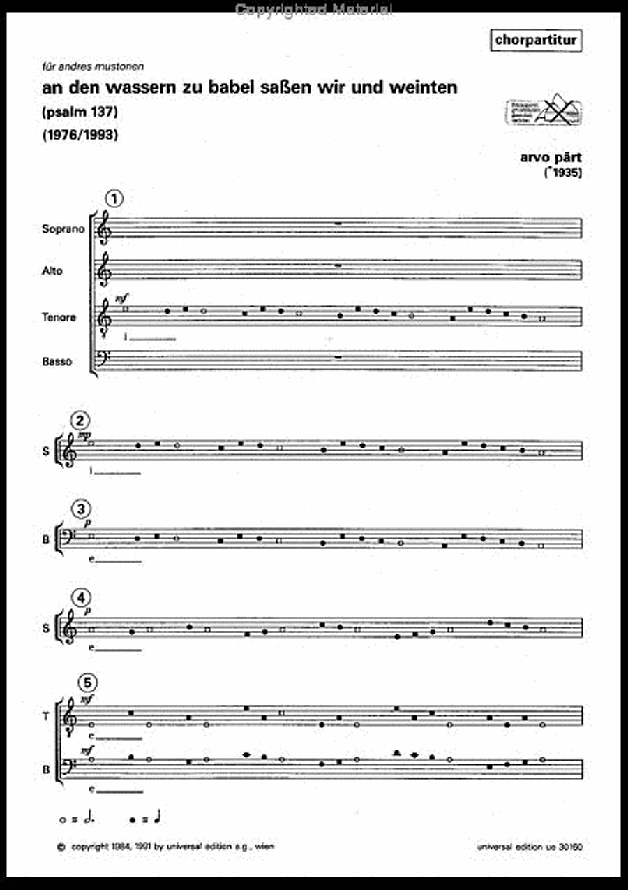 An Den Wassern Zu Babel 4-Part scores gallery preview page 2