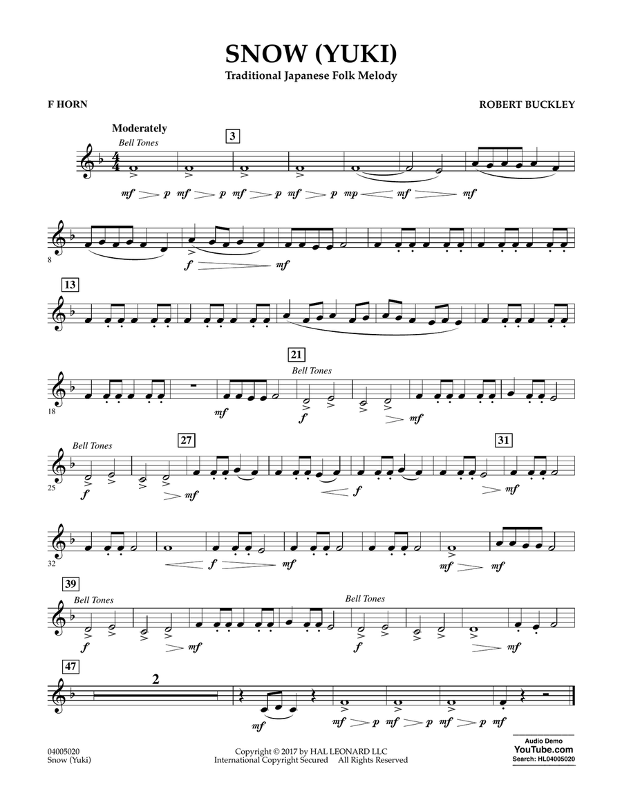 Snow (Yuki) - F Horn Concert Band scores gallery preview page 1