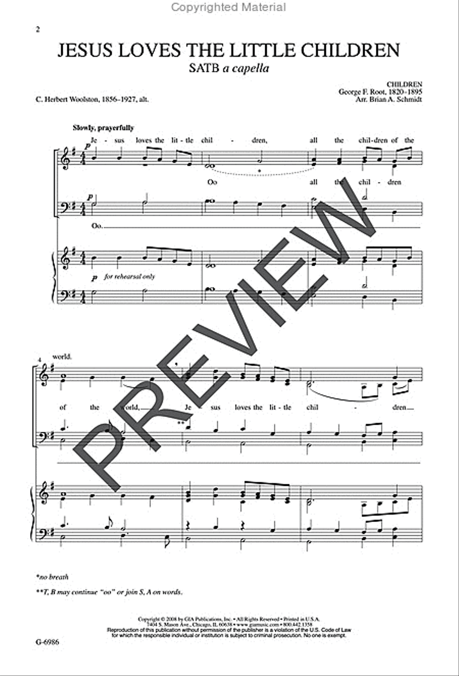 Jesus Loves the Little Children 4-Part scores gallery preview page 2