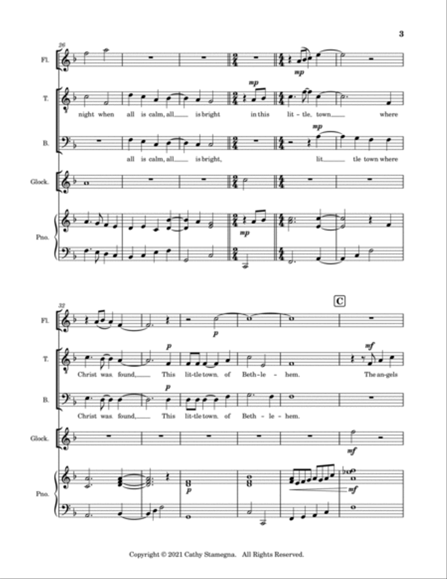 This Holy Night (TB Duet), Piano Accompaniment, Optional Flute and Glockenspiel TB scores gallery preview page 5