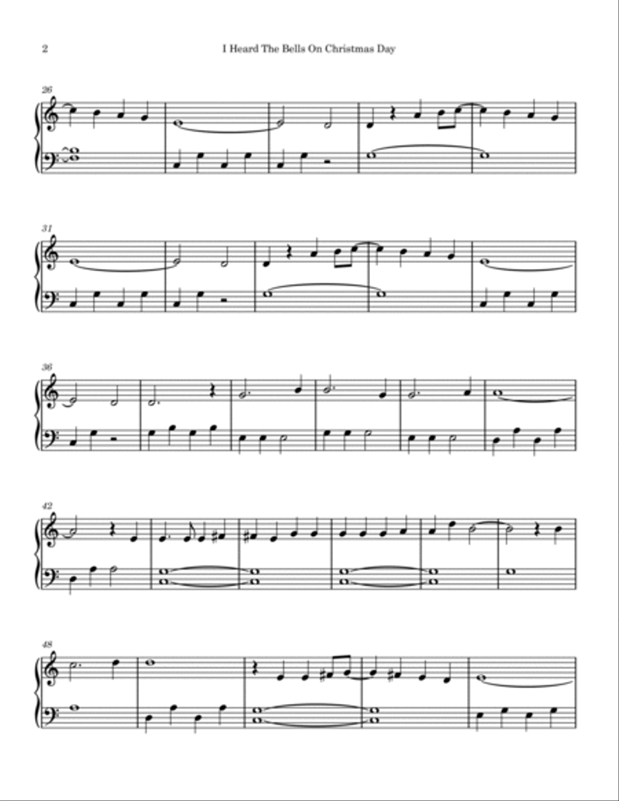 I Heard The Bells On Christmas Day Easy Piano scores gallery preview page 2