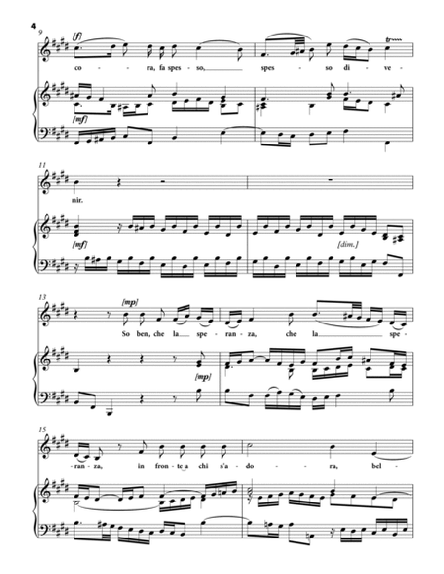 PORPORA Nicola: So ben, che la speranza, aria from the cantata, arranged for Voice and Piano (E majo image number null