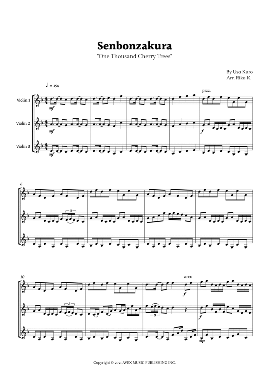 Senbonzakura String Trio scores gallery preview page 1