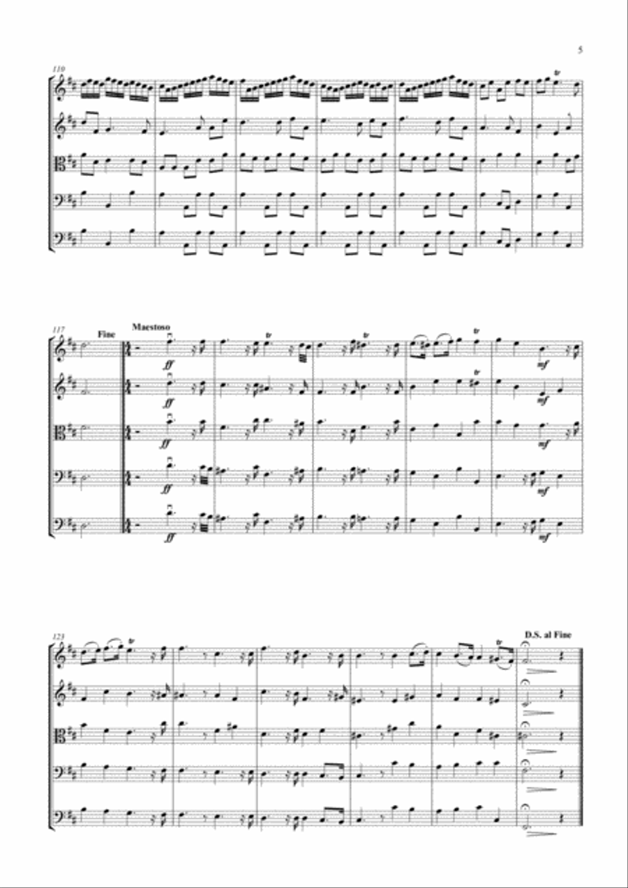 Handel Overture to the Royal Fireworks arranged for strings String Orchestra scores gallery preview page 5