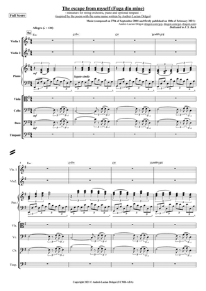 The Escape from Myself (Fuga din mine) - miniature for string orchestra, piano and optional timpani