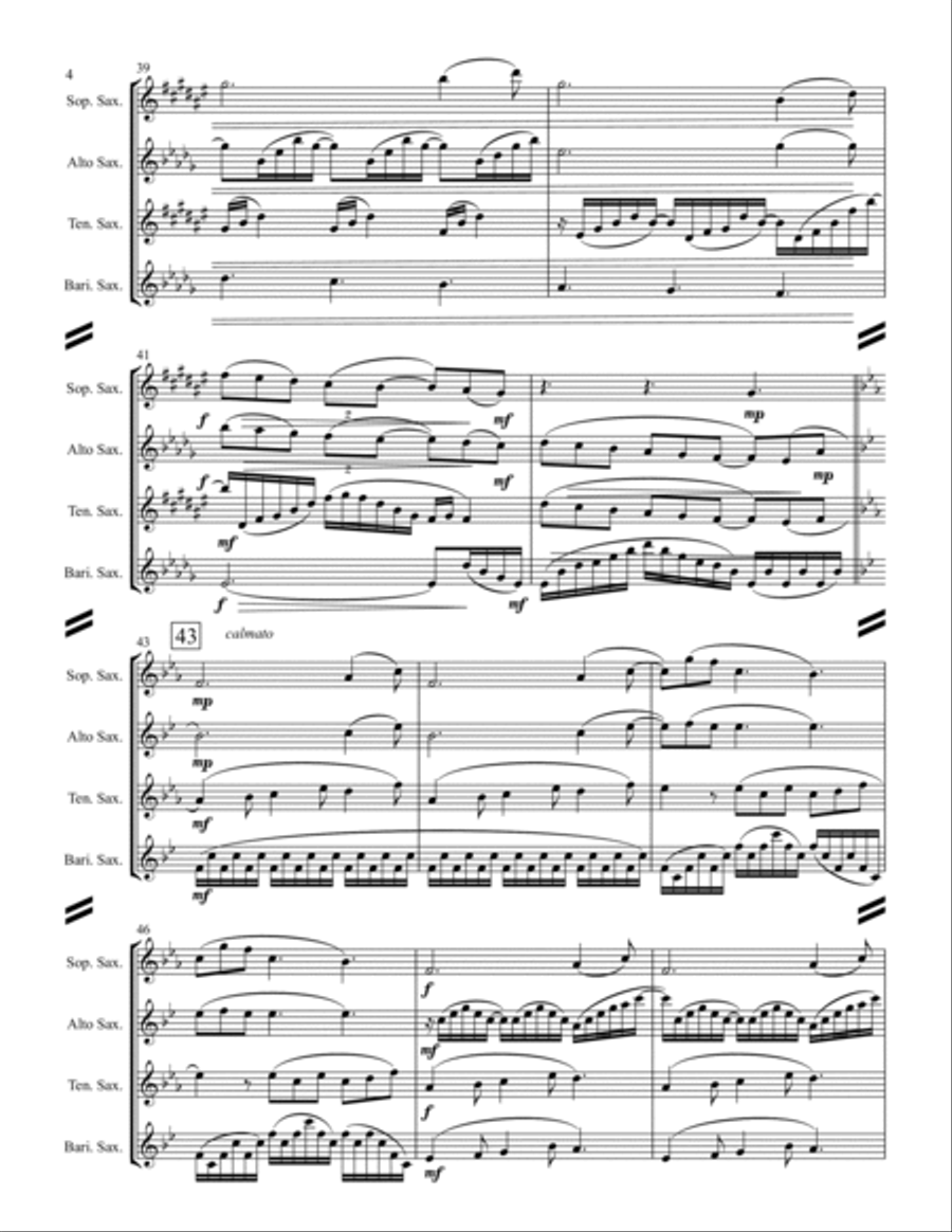 Clair de Lune (for Saxophone Quartet SATB) Saxophone Quartet scores gallery preview page 5
