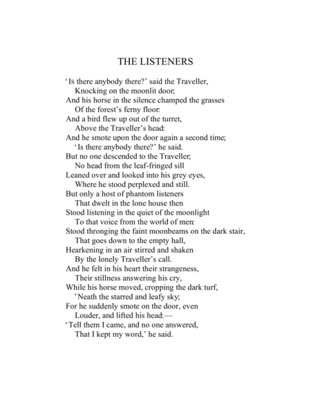 The Listeners - An Original Song Setting of Walter de la Mare's Poetry for VOICE and GUITAR: Key Bm image number null