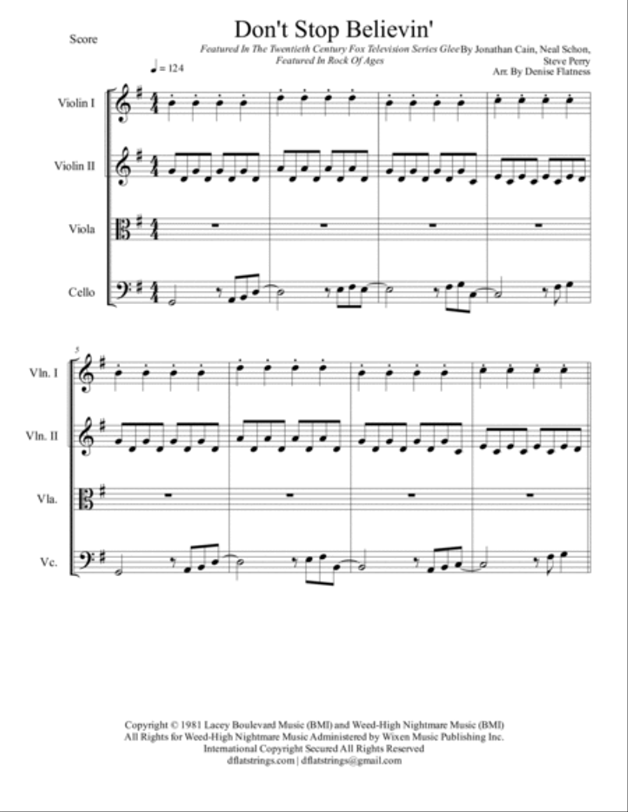 Don't Stop Believin' String Quartet scores gallery preview page 2