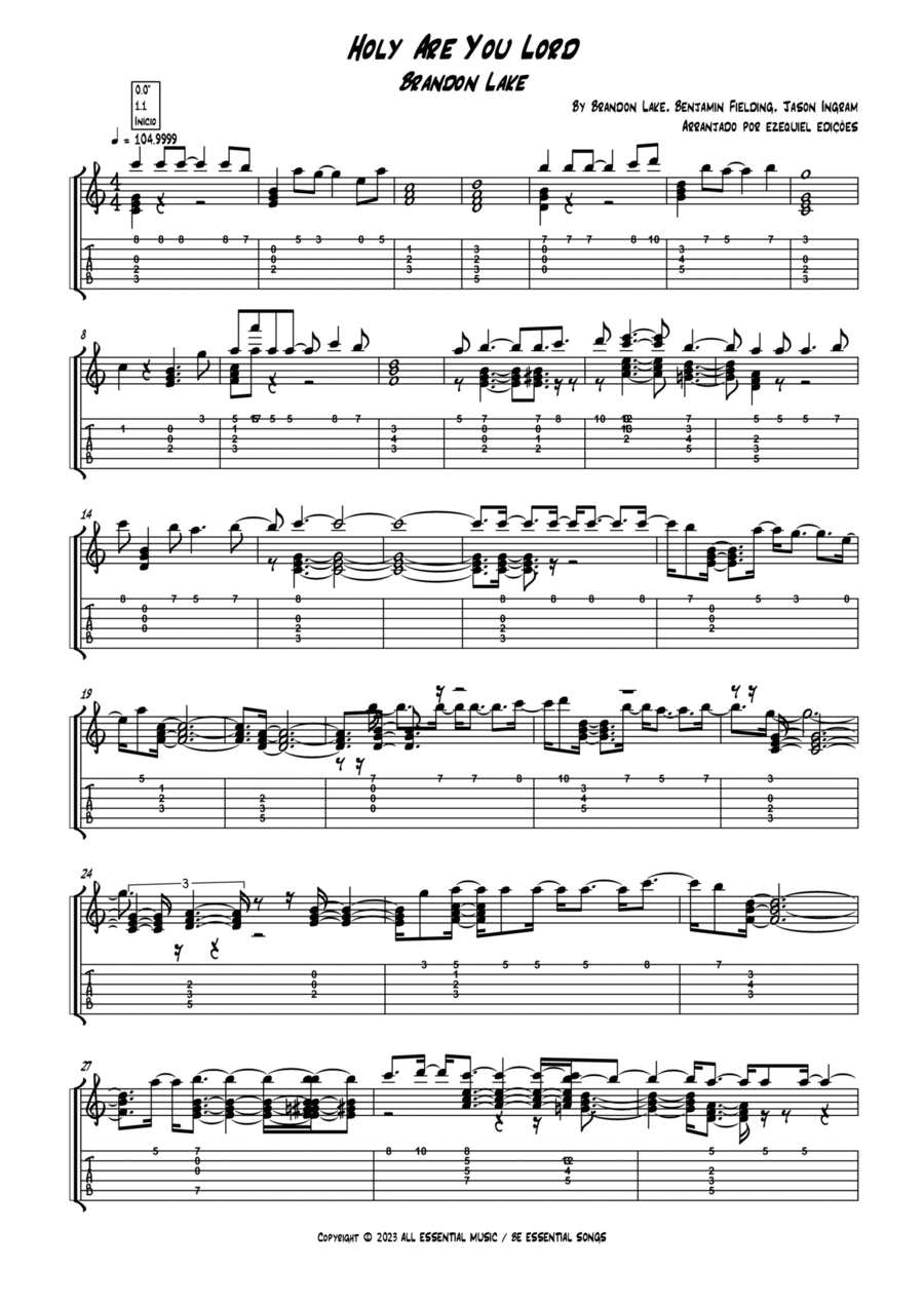 Holy Are You Lord Holy Are You Lord Guitar Tablature scores gallery preview page 1