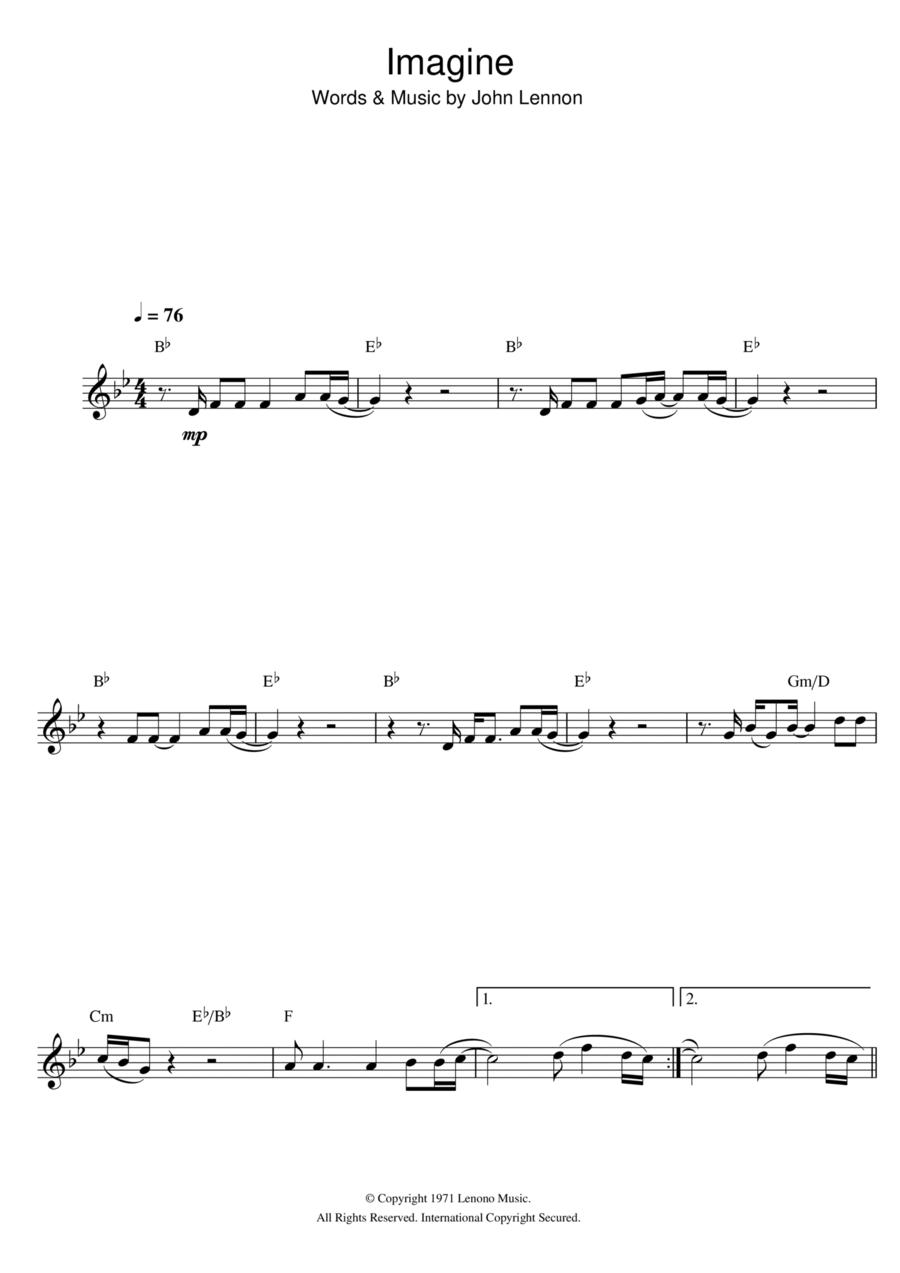 Imagine Imagine Clarinet Solo scores gallery preview page 1