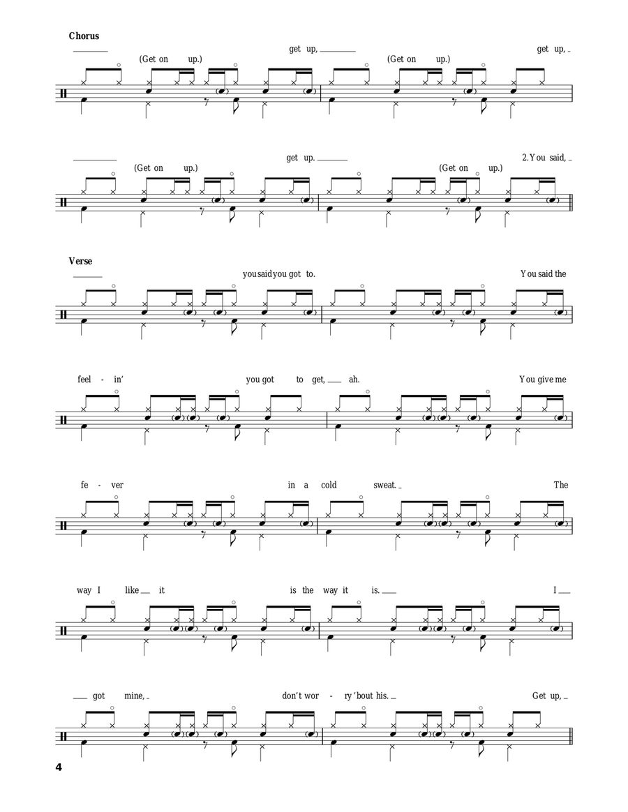 Get Up (I Feel Like Being A Sex Machine) Drum Set scores gallery preview page 4
