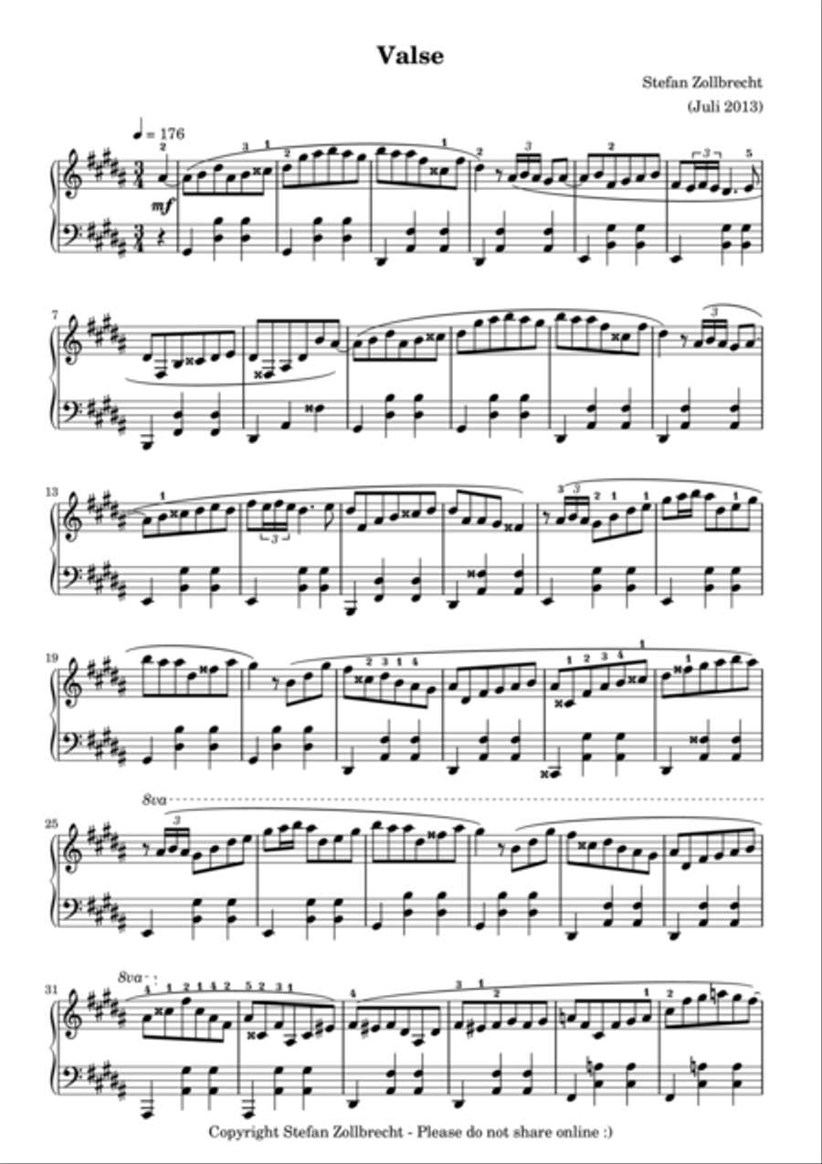 Valse Piano Solo scores gallery preview page 1