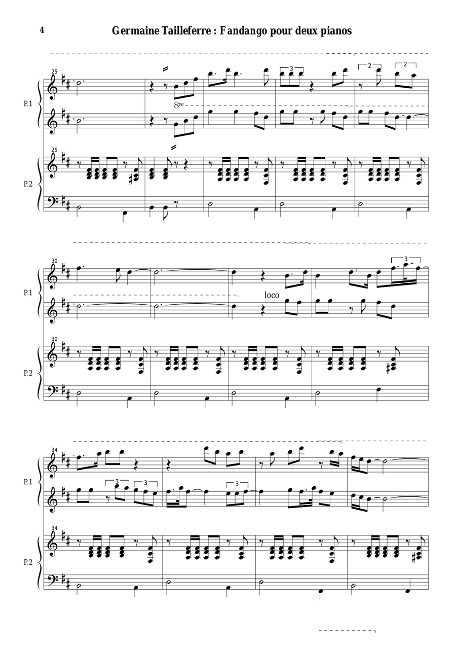 Germaine Tailleferre: Fandango for two pianos 2 Pianos, 4-Hands scores gallery preview page 4