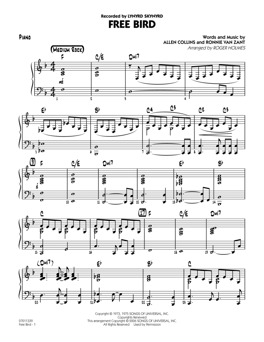 Free Bird - Piano Piano scores gallery preview page 1