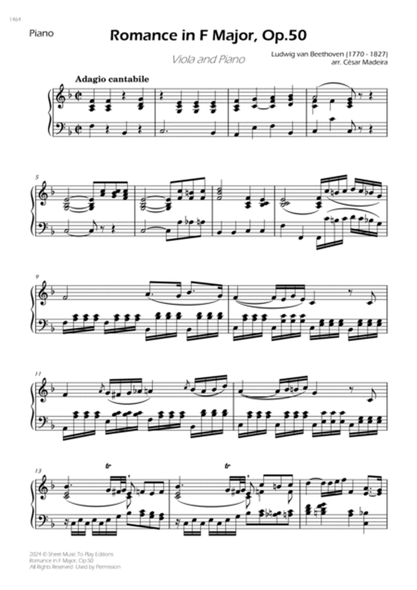 Romance in F Major, Op.50 - Viola and Piano (Individual Parts) image number null