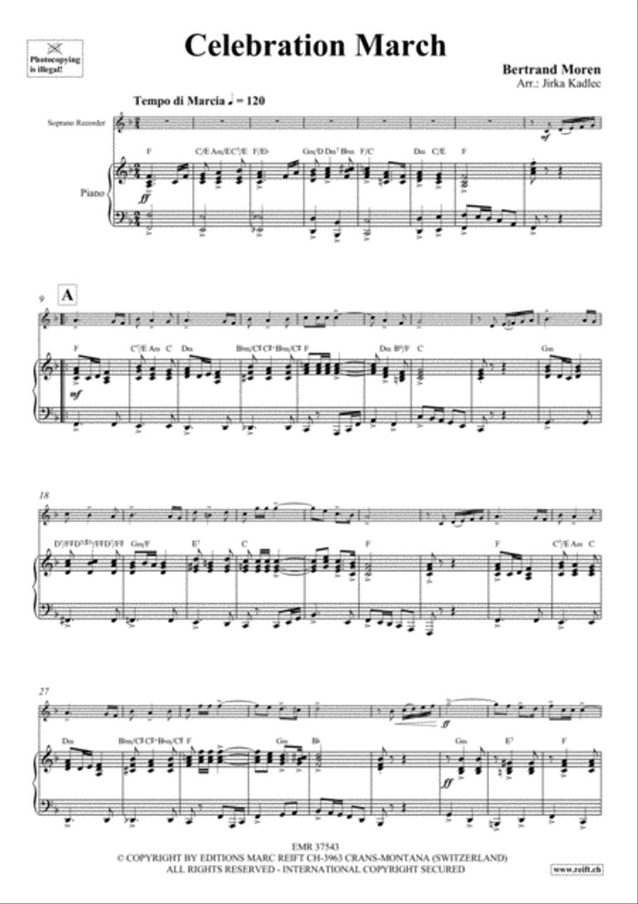Celebration March Soprano Recorder scores gallery preview page 4