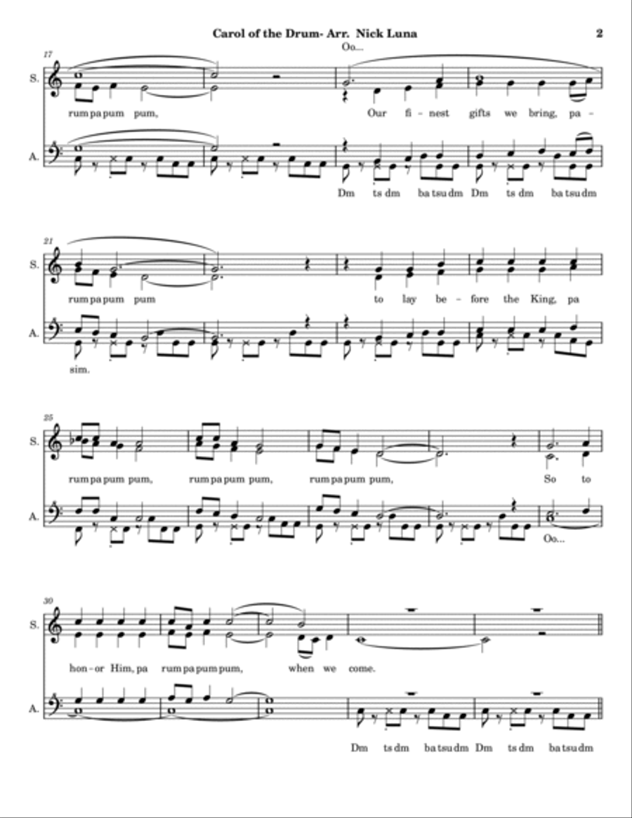 Carol Of The Drum Carol Of The Drum SSAA scores gallery preview page 2