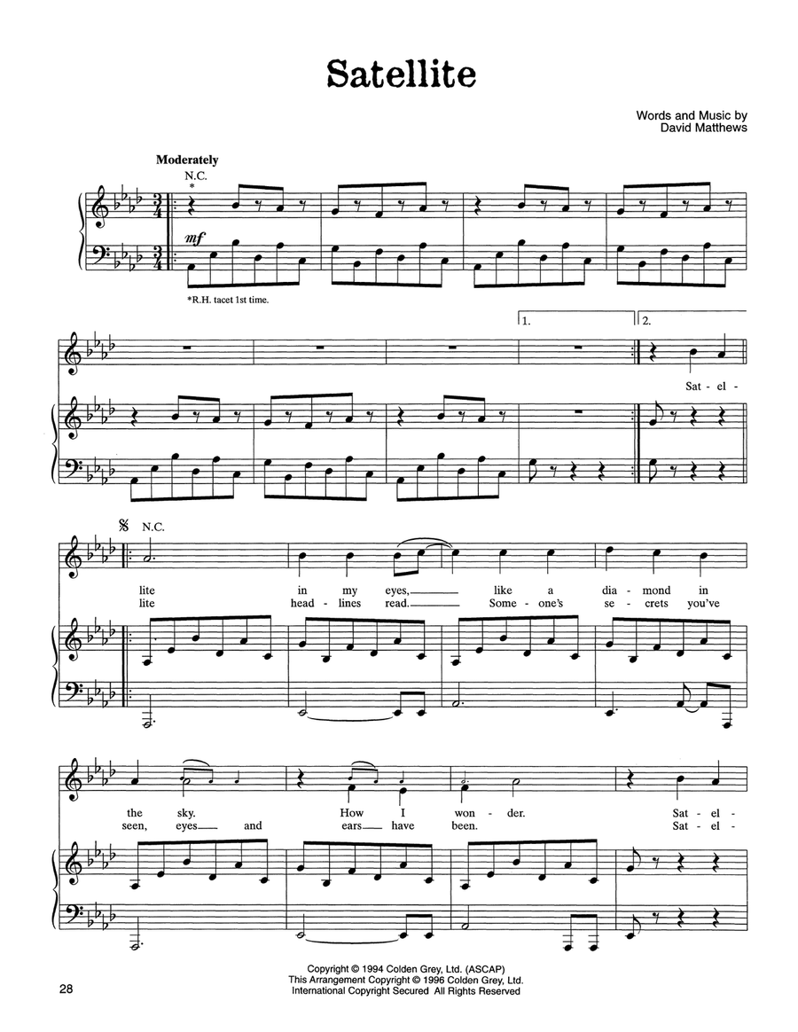 Satellite Satellite Piano, Vocal, Guitar scores gallery preview page 1