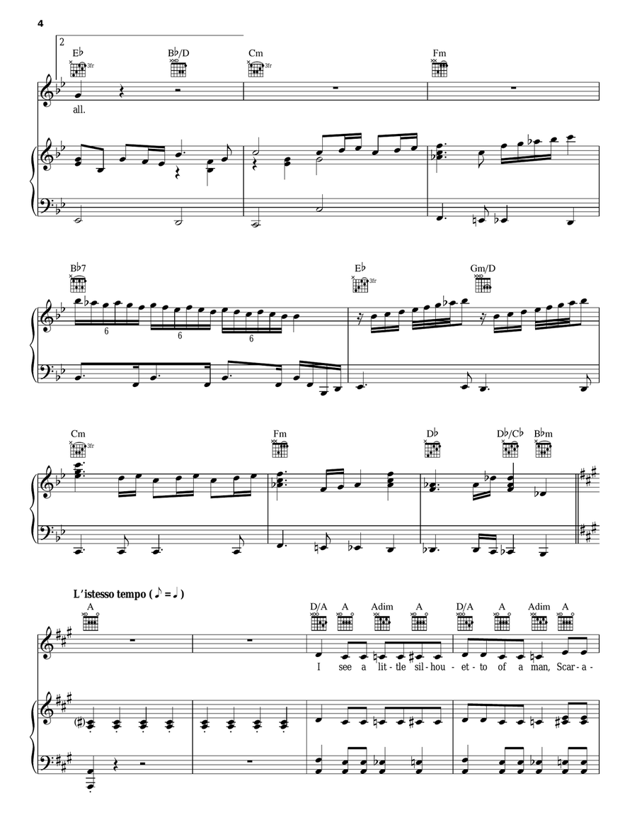 Bohemian Rhapsody Bohemian Rhapsody Piano, Vocal, Guitar scores gallery preview page 4