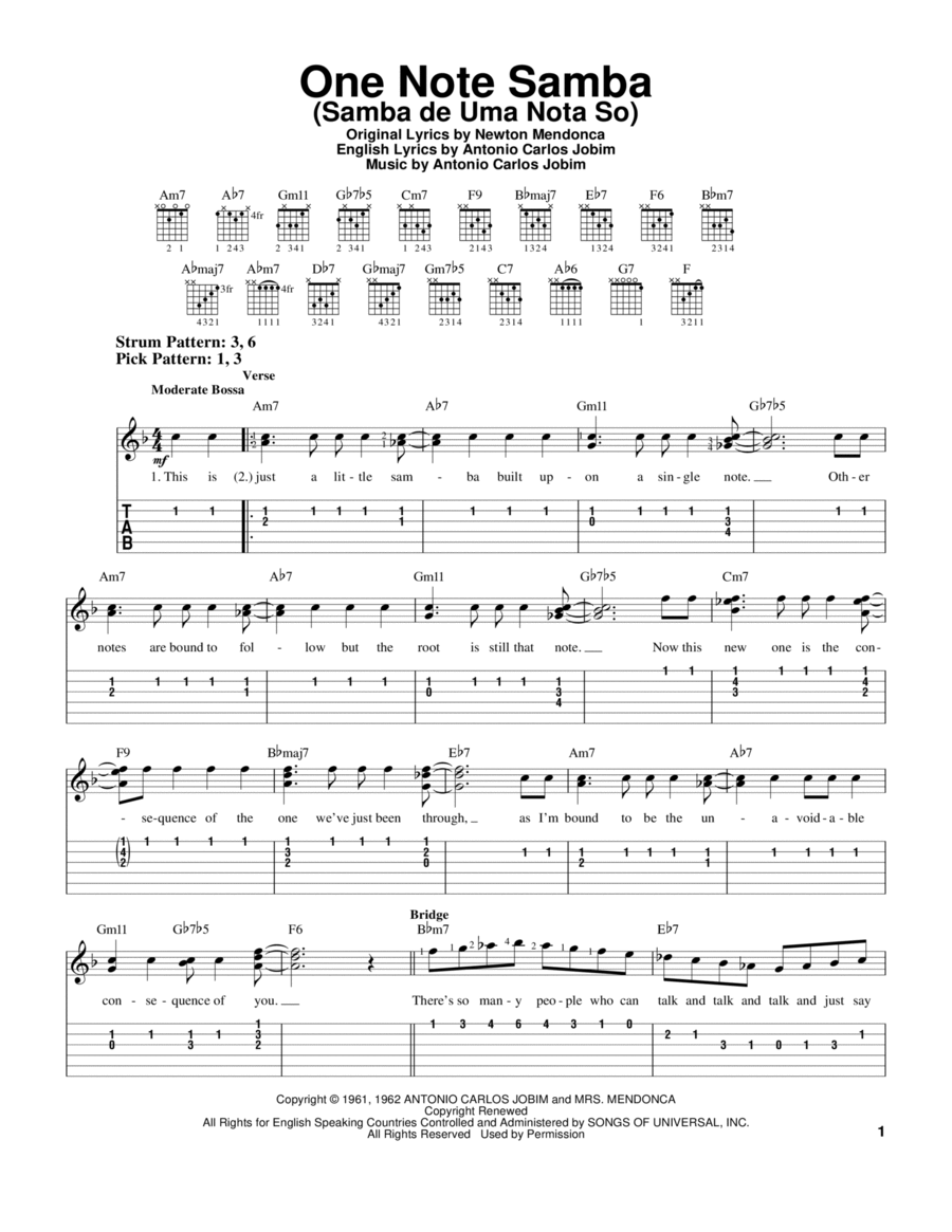 One Note Samba (Samba De Uma Nota So) Electric Guitar scores gallery preview page 1