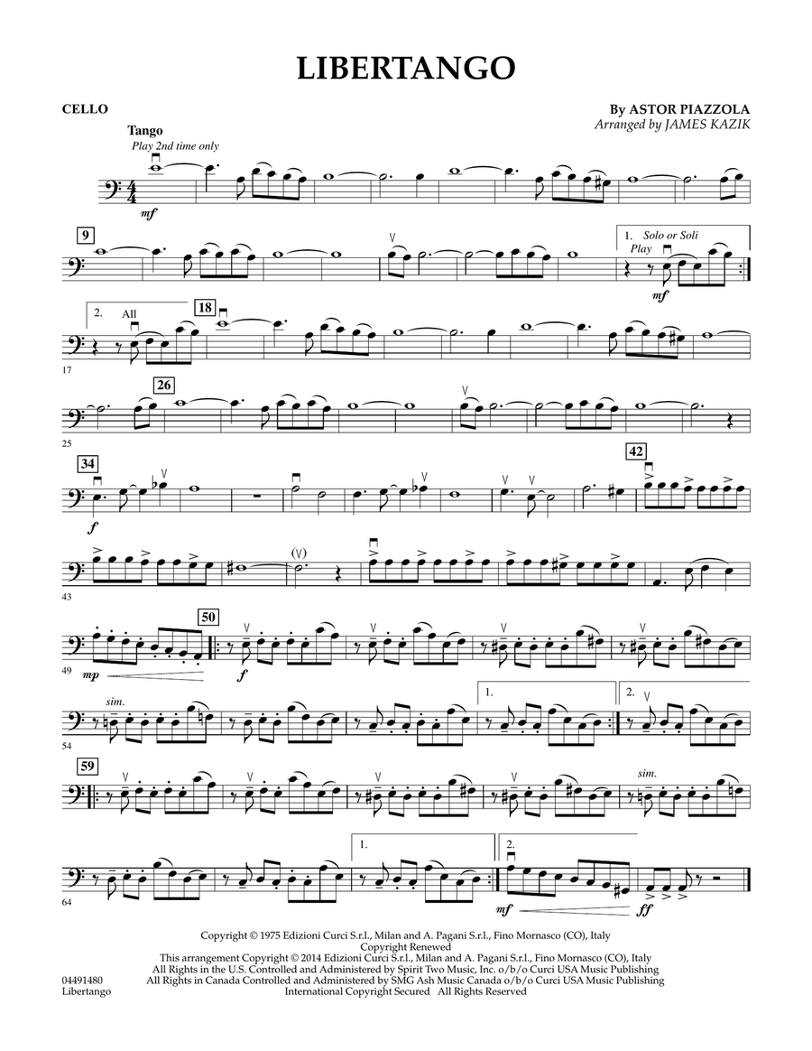 Libertango - Cello Cello scores gallery preview page 1