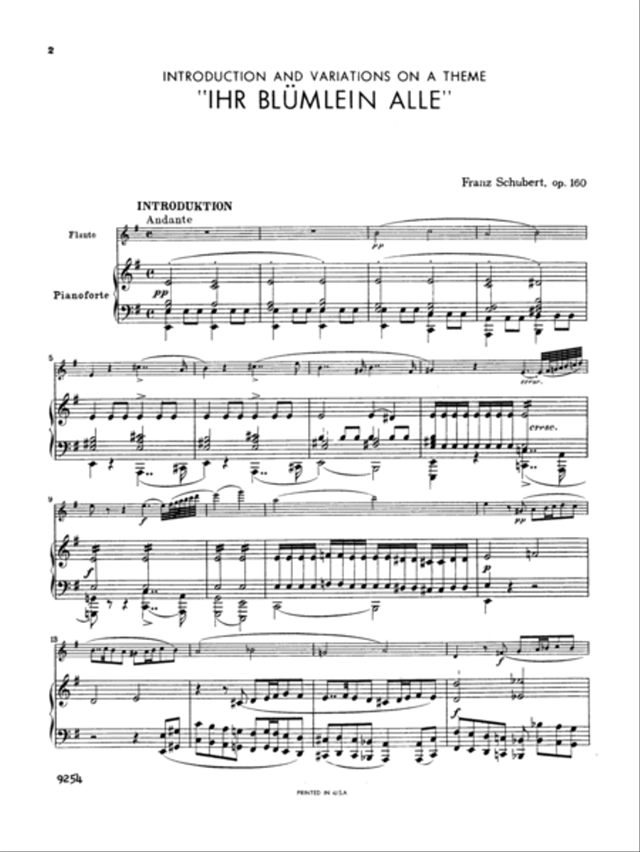 Schubert: Introduction and Variations on a Theme Ihr Bluemlein Alle Flute Solo scores gallery preview page 2